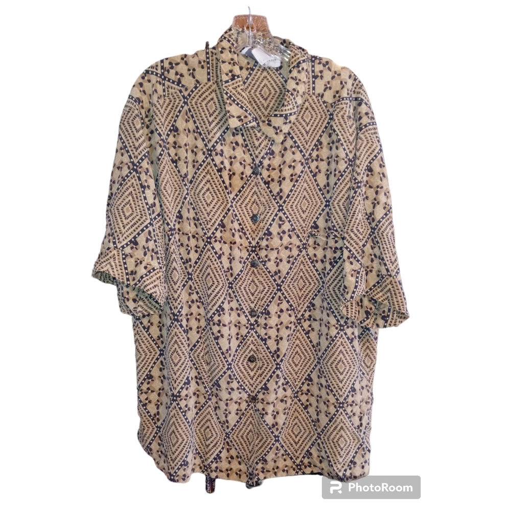 100% Silk Essential Brown Collared Button Down Bl… - image 4